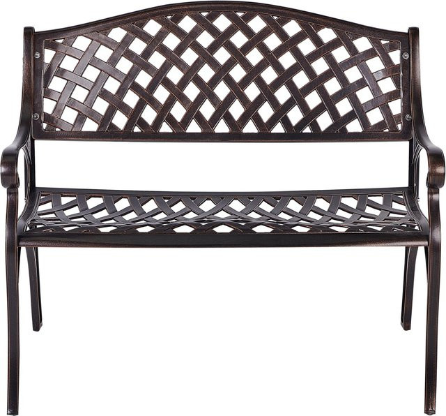 Beliani Gartenbank in Braun im Retro-Design aus Metall, B/T/H: 104 x 56 x 87 cm - Bild 1