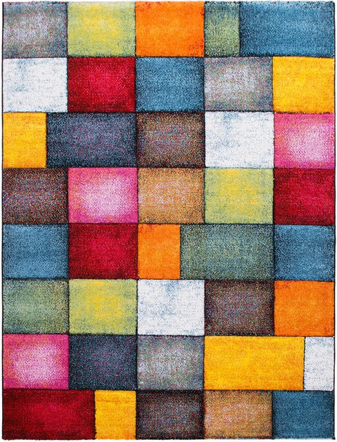 Moderner Samara Teppich mit Karo-Muster in Mehrfarbig, B/T: 80 x 300 cm - Bild 1