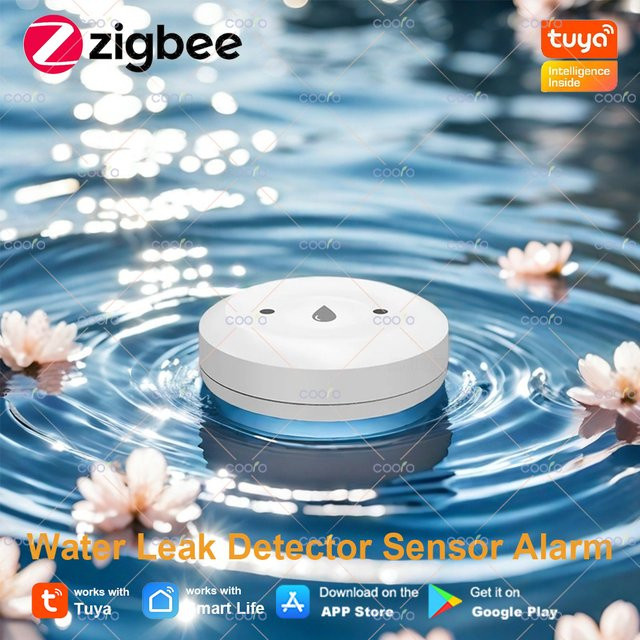 Tuya ZigBee Smart Wasser Sensor Leckage Detektor mit Flut Alarm und Benachrichtigung in Weiß - Bild 1