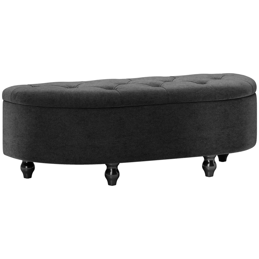 HOMCOM Sitzbank mit Stauraum aus Gummiholz und Samt in Dunkelgrau, B/T/H: 120 x 46 x 42 cm - Bild 2