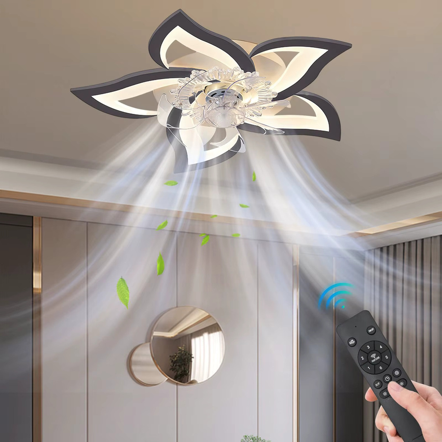 Leiser Deckenventilator mit Beleuchtung und Gleichstrommotor in Weiß und Holz, 6-stufige Einstellung, dreifarbige Dimmung, APP- und Fernbedienung sowie einstellbarer Drehrichtung - Bild 4