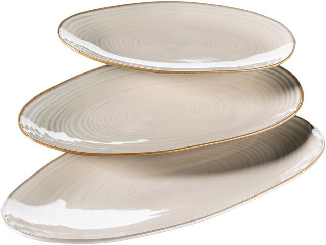 Mäser Servierteller-Set Nottingham aus Keramik, 3-teilig, beige - Bild 1