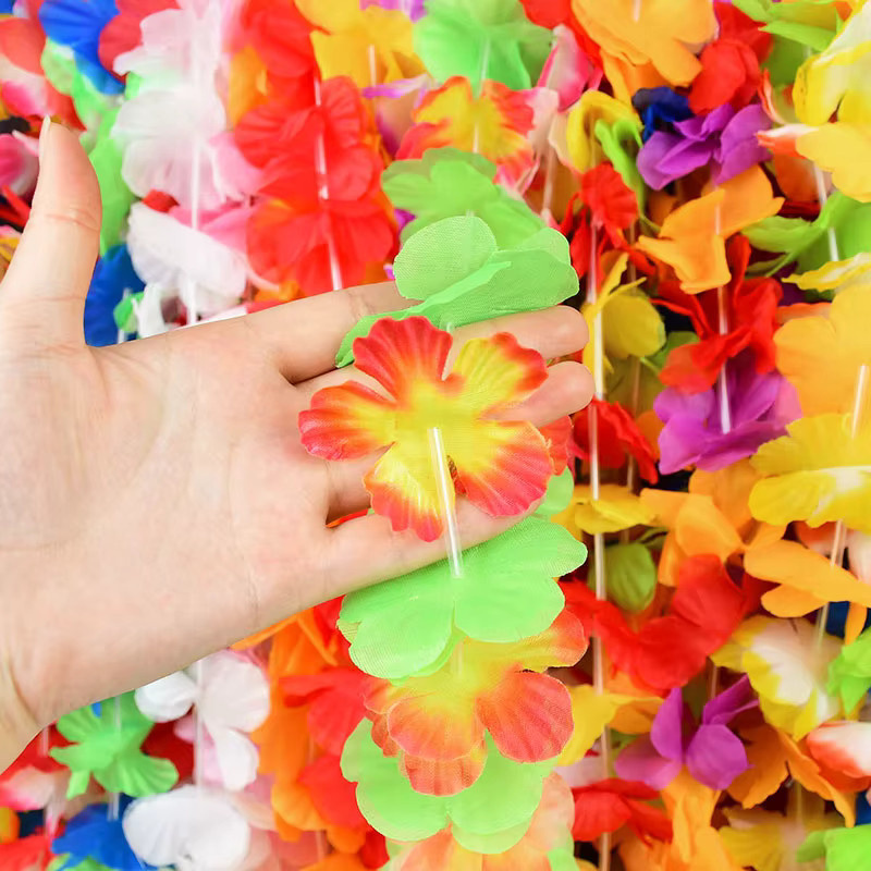 ZQNYCY Hawaiian Blumenkranz Halskette als tropische Lei-Girlande in Multicolor für Sommer, Geburtstag, Luau oder Hochzeit - Bild 4