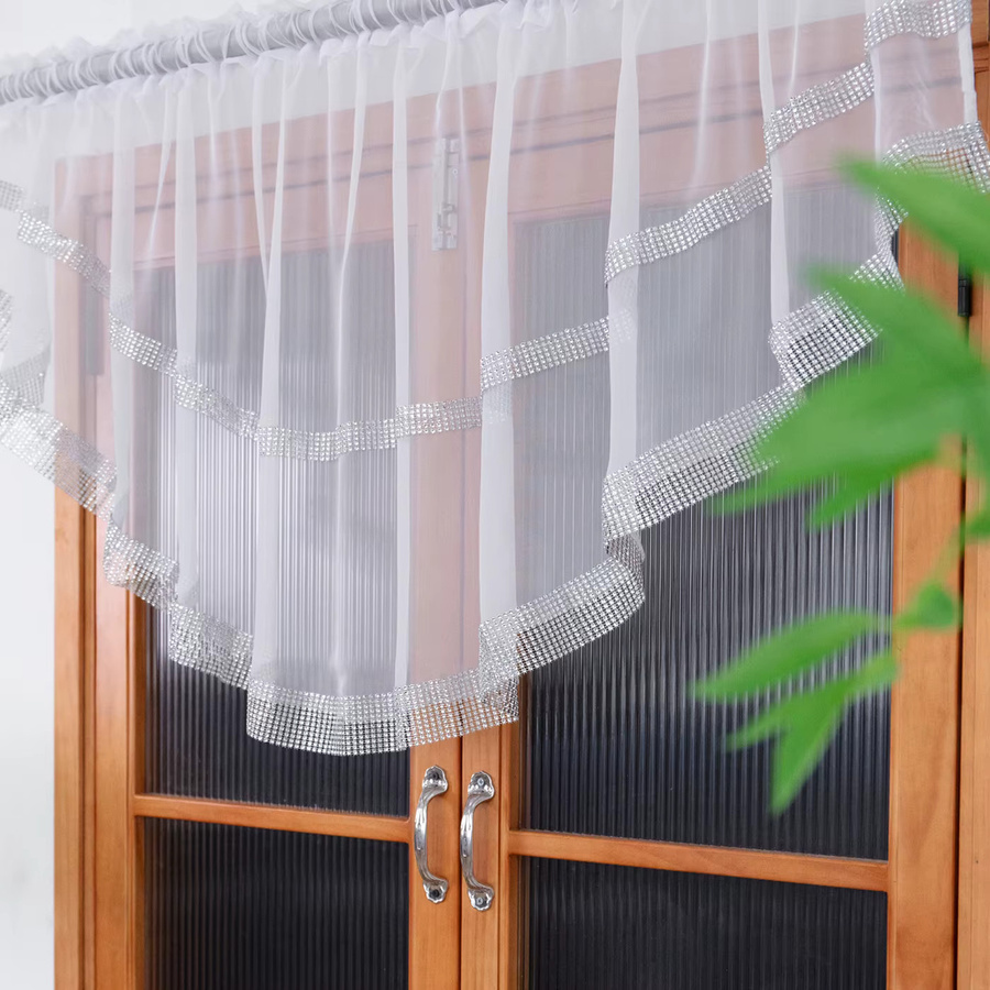 FLYINGCURTAINS Transparenter Voile-Vorhang mit silbernem Strassbesatz in Weiß, Breite: 150 cm, Höhe: 80 cm - Bild 2
