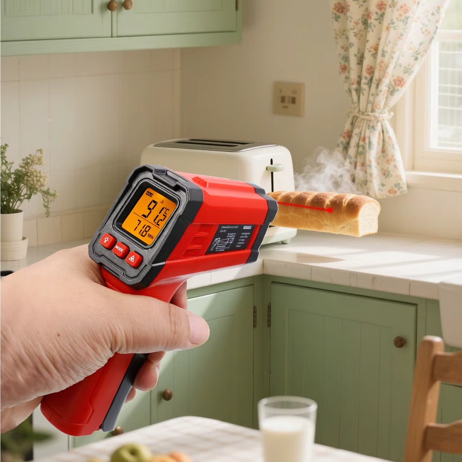 IVOLWIN Infrarot-Thermometerpistole in Rot zur Messung der Grill-, Fleisch- und Öltemperatur - Bild 4