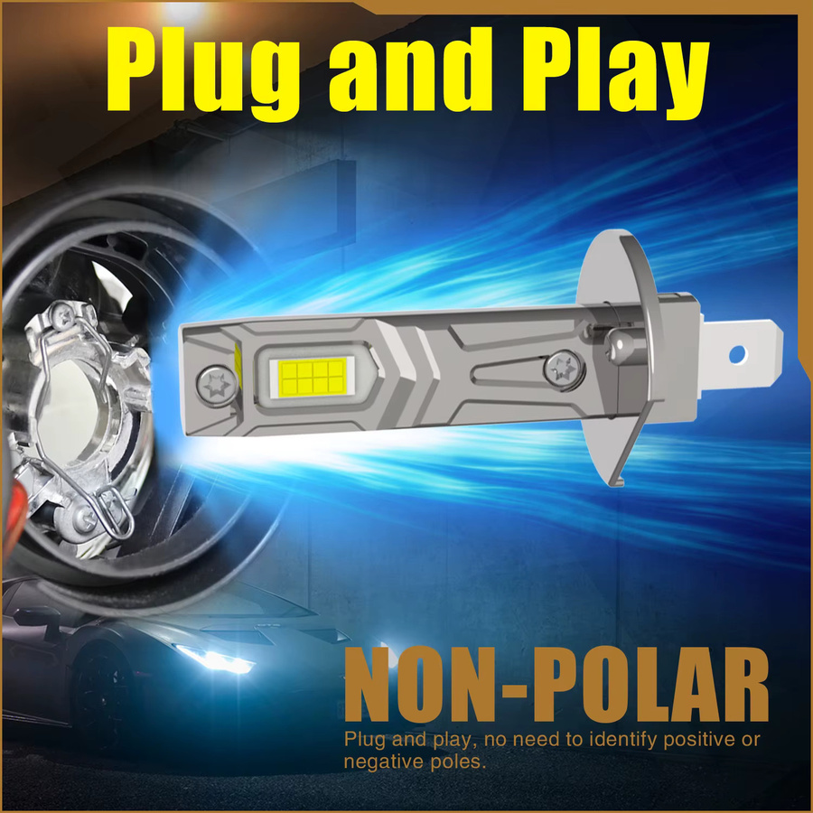 Neallor H1 P14,5s LED Canbus Scheinwerfer Set für Fahrzeuge in Weiß und Silber, Leistungsstarke Turbo Diode Fernlicht und Nebellampen für Auto und Motorrad, 12V - Bild 4