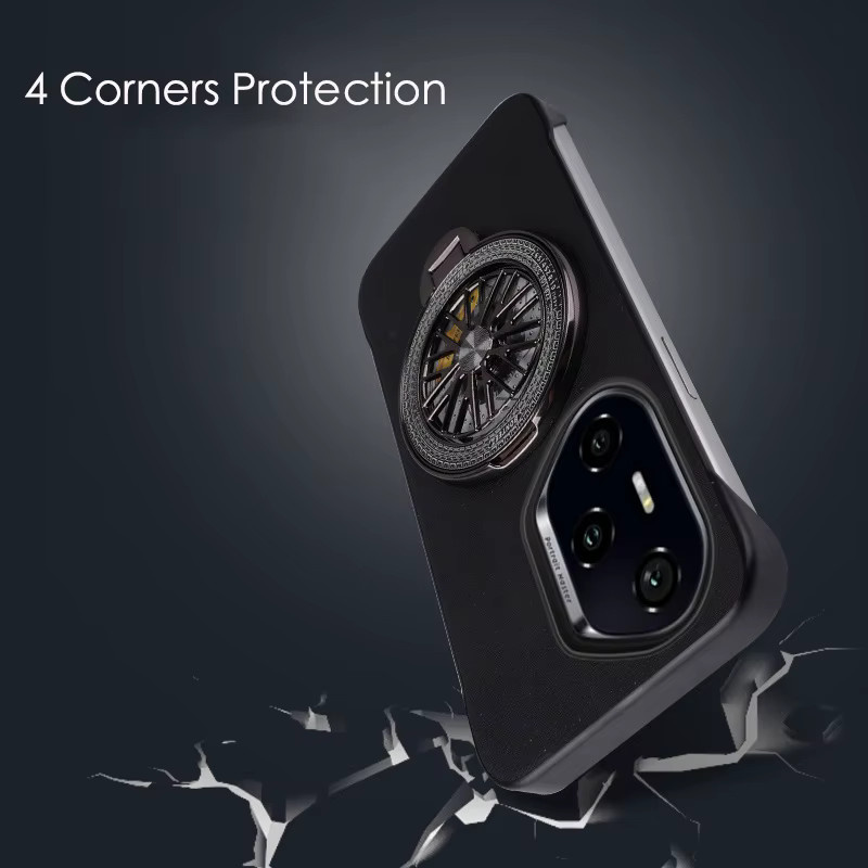 Rotate Gyro TOP Ultradünne rahmenlose Schutzhülle für Huawei Honor 300 200 100 90 70 50 Pro aus hartem PC und PU Leder in Beige - Bild 2