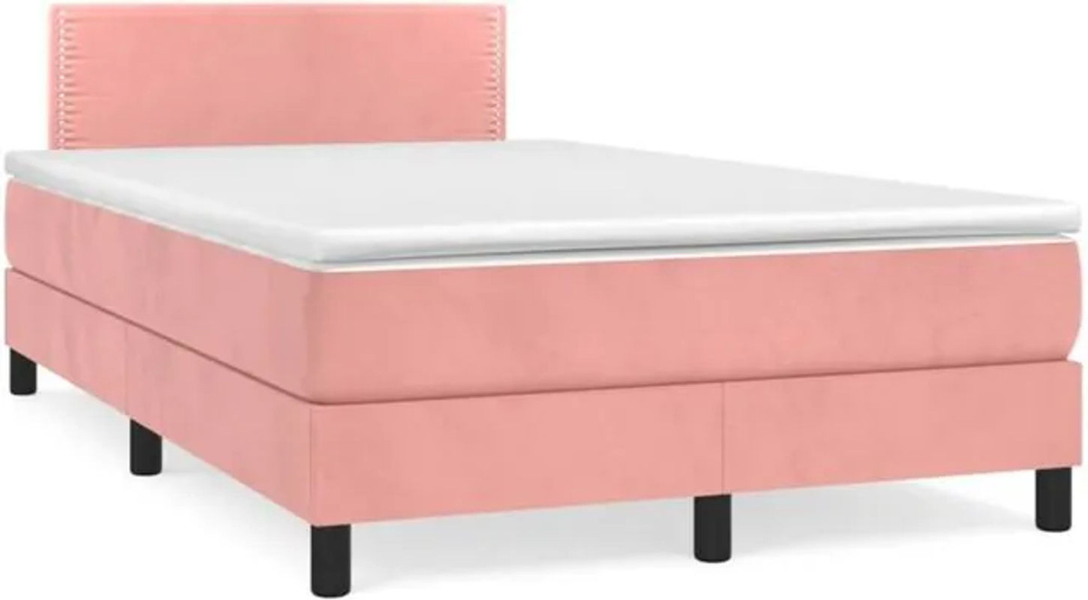 Vidaxl Boxspringbett mit Matratze aus Samt in Rosa, B/T/H: 190 x 120 x 78 cm - Bild 1