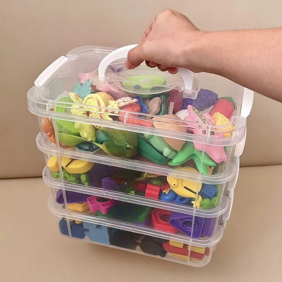 Transparente 4-Ebenen Aufbewahrungsbox aus Kunststoff für Büro, Schule und Make-up - Bild 2