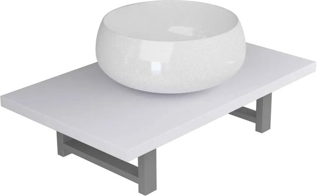 vidaXL 2-tlg. Badmöbel-Set Modell 16 in Weiß mit Keramik-Waschbecken und Wandregal - Bild 1