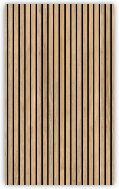 Walllux Duschrückwand Eiche Streifen in Holzoptik aus Alu-Verbund, Farbe Braun, B/H: 125 x 210 cm, Dicke: 3 mm - Bild 1