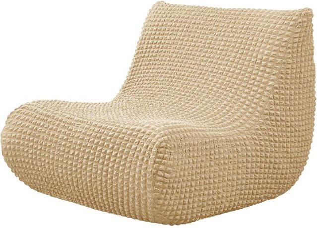 Elastischer Relax Sofabezug in Beige mit Karomuster aus Seersucker-Stoff für dein Sofa - Bild 1