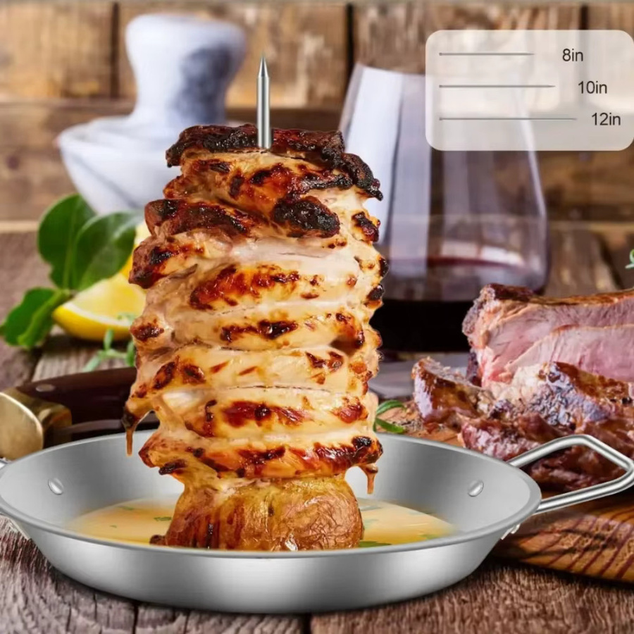 FEB.WIND Vertikaler Rotisserie-Spießständer aus Edelstahl in Silber für Hühnerfleisch und Kebabs - Bild 2