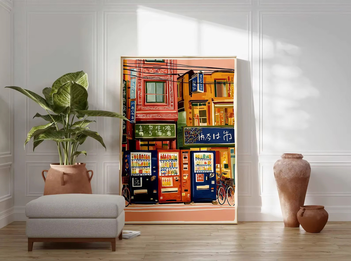 Retro Japanisches Verkaufsautomat Poster von SHENCHEN in Mehrfarbig als Urban Decor Wandkunst aus Papier - Bild 3