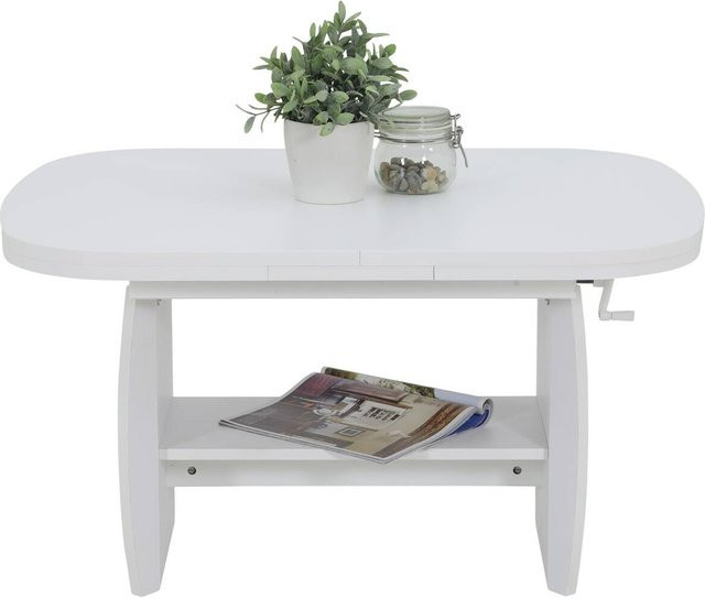 Couchtisch Hela in Weiß mit modernem Design, höhenverstellbar und ausziehbar, B/H/T: 142 x 62 x 68 cm - Bild 1
