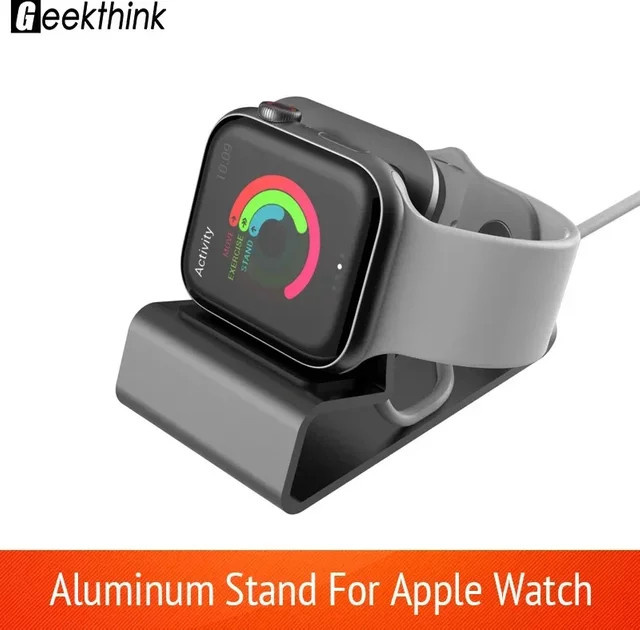 CAOWTAN Ladeständer für Apple Watch, Aluminium, Silikon, Schwarz - Bild 1