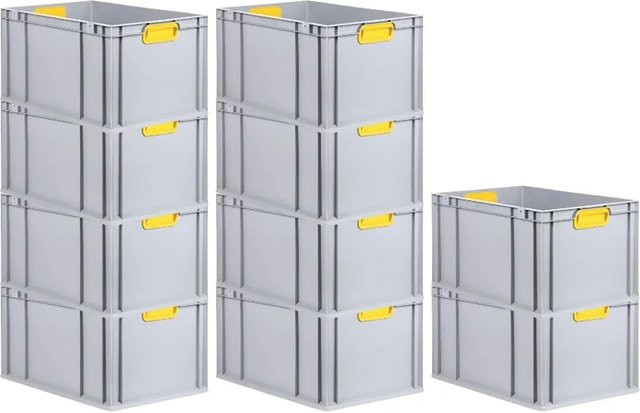 PROREGAL Spar Set 10x Eurobox Nextgen Color Transportboxen mit verstärktem Boden, Farbe: Gelb, H x B x T: 32 x 40 x 60 cm, 65 Liter - Bild 1