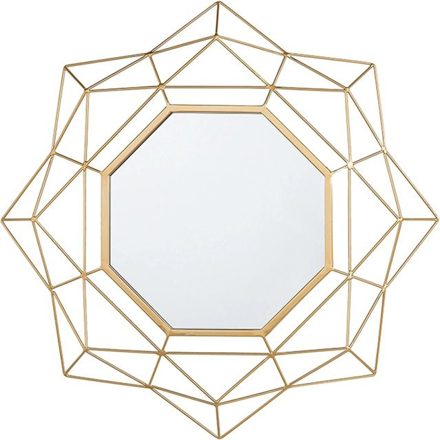 Beliani Dekospiegel HILLION in Gold mit geometrischem Design, B/H: 60 x 60 cm - Bild 1
