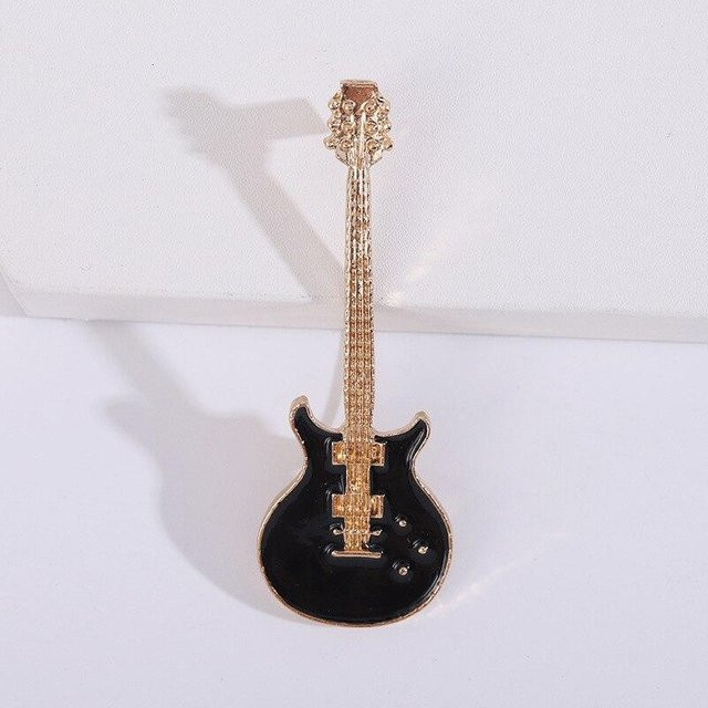 Blucome Brosche Gitarre, Legierung, schwarz, Damen - Bild 1