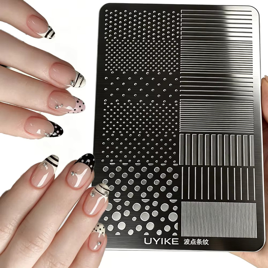 MAFANAILS Nagelstempelplatte Polka Dot Line Stripes, 14,5*9,5cm, Unisex - Bild 2