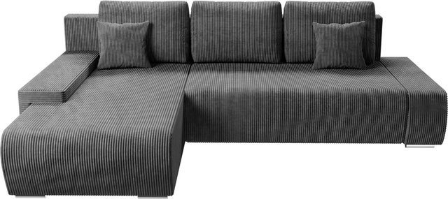 Juskys Sofa Iseo L-Form mit Schlaffunktion und Ottomane, Dunkelgrau, B/T/H: 260 x 180 x 81 cm - Bild 1