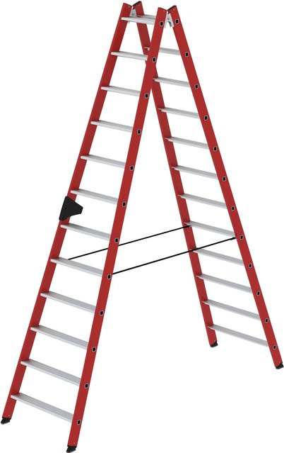 PROREGAL Stufen-Stehleiter beidseitig begehbar aus GFK und Alu mit 2 x 12 Stufen - Bild 1