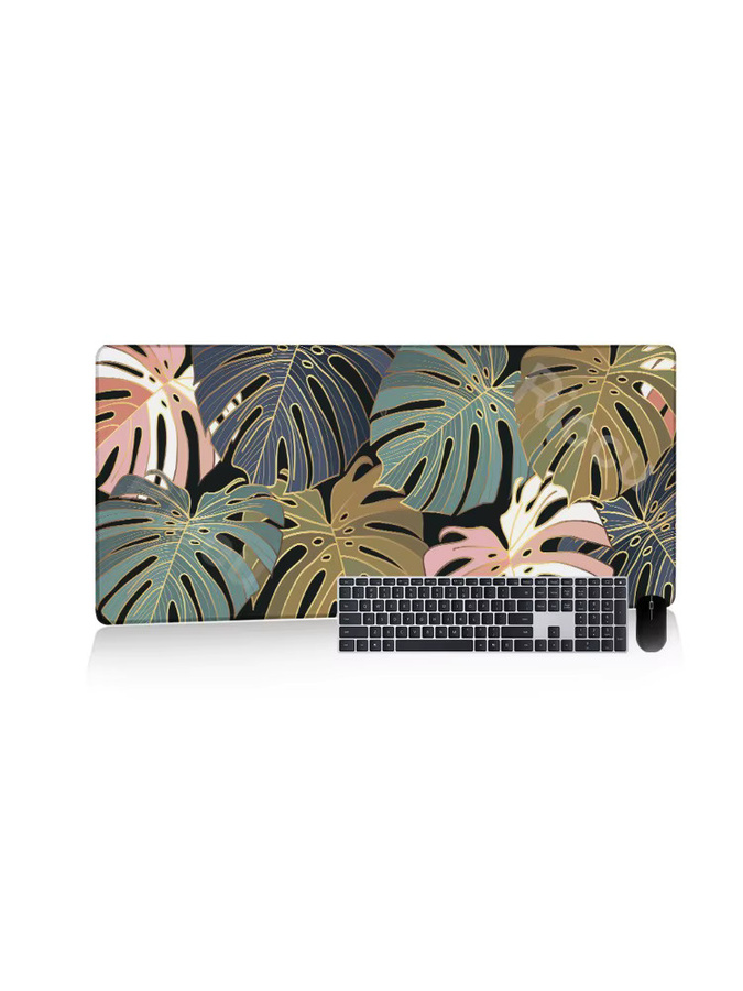 Riccu Schreibtischunterlage mit grünem Monstera deliciosa Pflanzenmuster, XXL Mauspad in Grün und Multicolour - Bild 4