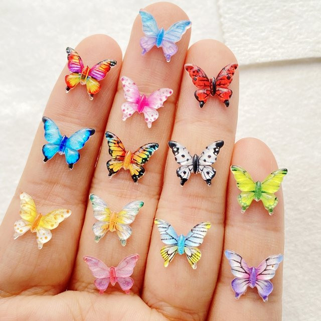 TSXJY Nail Art Applikationen, 50 Stück, Bunte Schmetterlinge, Glänzend - Bild 1