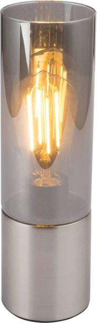 Globo Tischleuchte Annika 1-flammig Nickel matt Rauch Glas Metall H: 30 cm, B: 9 cm, T: 9 cm - Bild 2