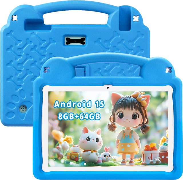 Paitanry Kinder-Tablet mit 10,1 Zoll Display, Android 15, 8 GB RAM, 64 GB Speicher, 5000 mAh Akku und Parental Control in Blau - Bild 1
