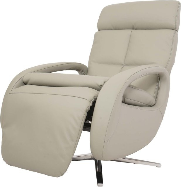 MCW Relaxsessel L11 aus Voll-Leder in Grau mit Liegefunktion und Drehfunktion - Bild 1