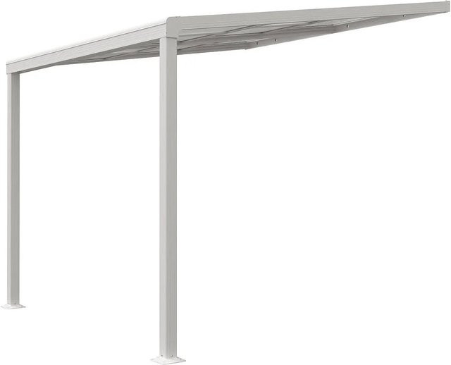 Vente-unique Anlehnende Pergola Izeda Weiß aus Aluminium und Polycarbonat Breite: 300 cm, Höhe: 254 cm - Bild 1