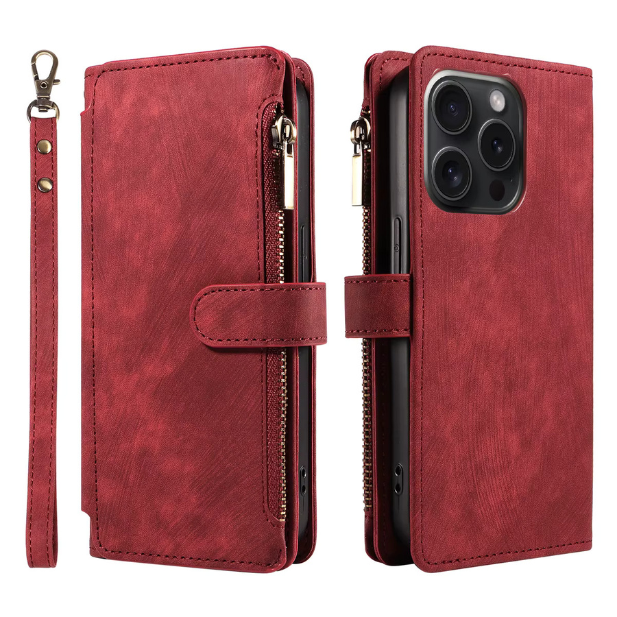 Vintage PU Ledertasche Handyhülle im Wallet Style für Samsung Galaxy A05S A06 A13 A14 A15 A16 5G A22 Note10plus Note20ultra Flip in Grün oder Rot - Bild 2