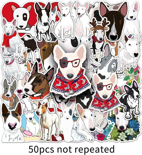 50 Kuh Terrier Doodle Aufkleber Cartoon Niedliche Hunde Dekoration - Bild 1
