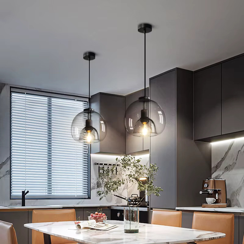 TAONUANSHU Nordische Glas-Pendelleuchte in Rauchgrau für Wohnzimmer, Esszimmer und Kücheninsel - Bild 3