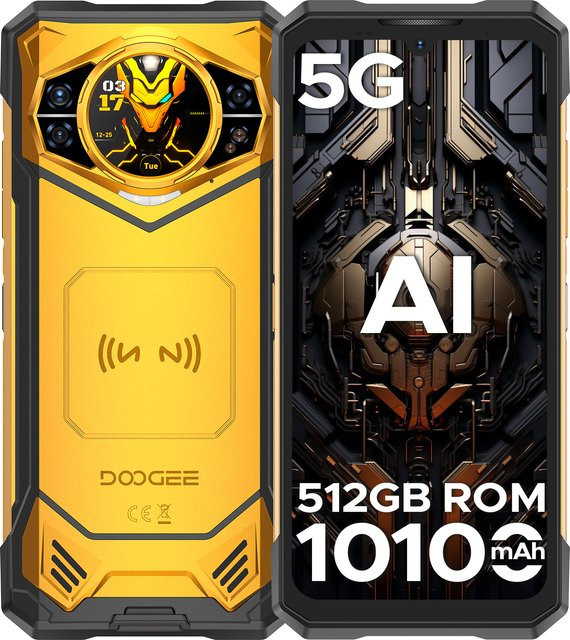 DOOGEE S200 X 5G Robustes Smartphone in Schwarz mit 6,72 Zoll Display, 1,32 Zoll AMOLED-Rückdisplay, 12 GB RAM, 512 GB Speicher und 10100 mAh Akku - Bild 1