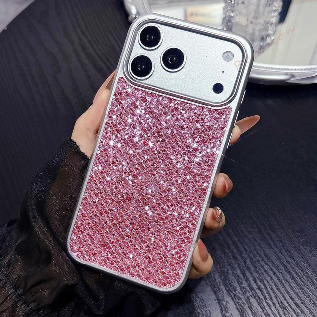 BETYF Glitzer Diamant Handyhülle für iPhone in Pink, stoßfeste Schutzhülle für iOS-Modelle - Bild 1