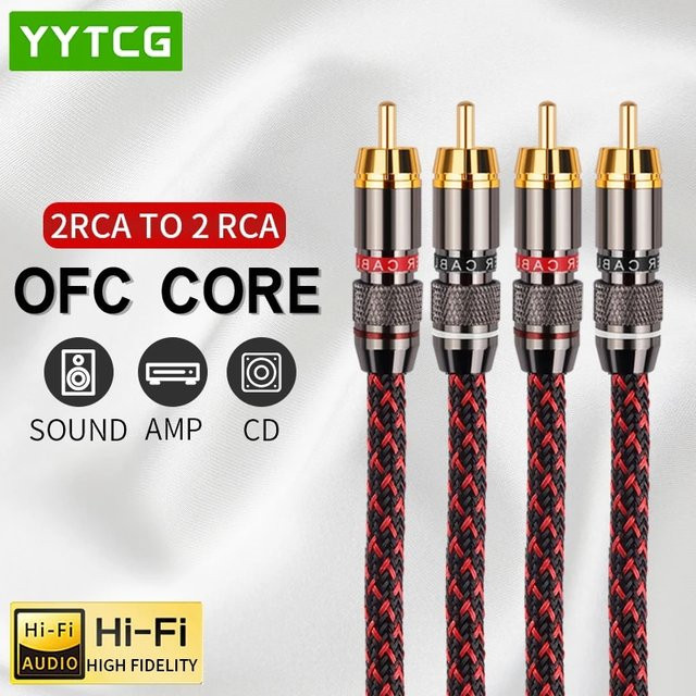 YYTCG RCA Audio Kabel 2 RCA auf 2 RCA Interconnect HIFI Stereo 4N OFC Schwarz - Bild 1
