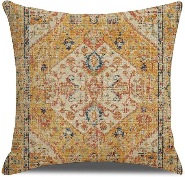 JMG Clothing Kissenbezug im Boho-Stil mit floralem Design in Orange, B/B: 45 x 45 cm - Bild 1