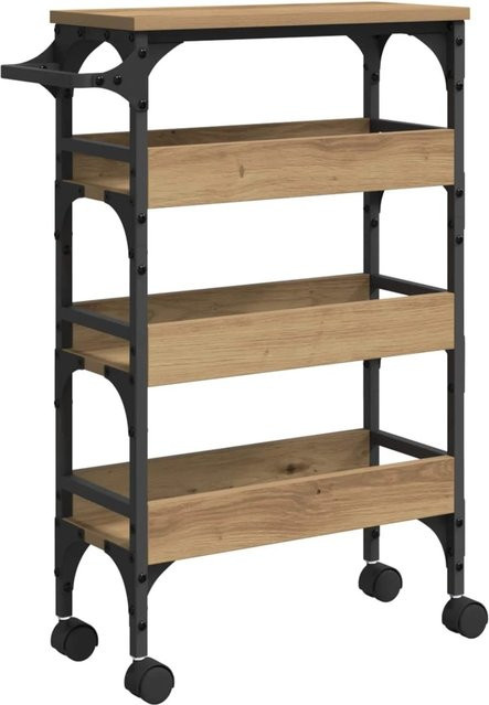 vidaXL Küchentrolley Artisan-Eiche in Braun aus Holzwerkstoff mit Rollen, B/T/H: 53 x 20 x 76 cm - Bild 1