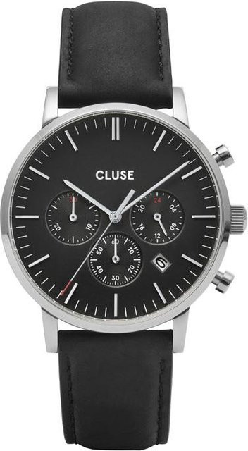 CLUSE Armbanduhr, Quarz, Edelstahl, Leder, Schwarz, 40 mm, Damen - Bild 1