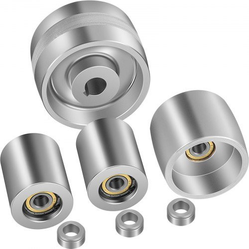 VEVOR Belt Grinder Radsatz für Messer Schleifmaschinen aus Aluminium in Silber, Set bestehend aus 4 Zoll Antriebsrad, 3 Zoll Tracking Rad und 2 Zoll Umlenkrollen - Bild 1
