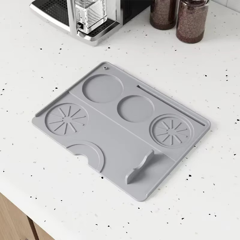 HOCOSHINE Kaffee Tamping Matte aus Silikon in Schwarz, rechteckige Rutschfeste Tamp Station für Home und Cafe - Bild 1