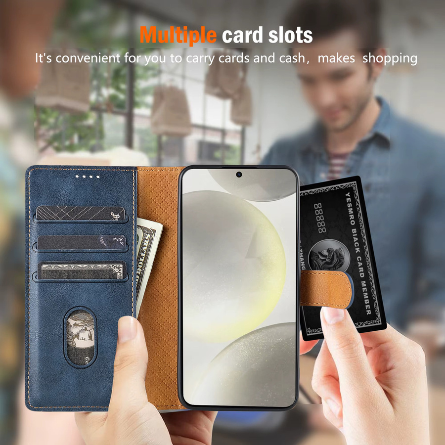 Samsung Flip Ledertasche Wallet Cover in Blau für Galaxy A55 A15 A35 A25 A17 A16 A56 A36 A14 A34 A54 A13 A23 A33 A53 A52 A72 A32 A12 5G - Bild 4