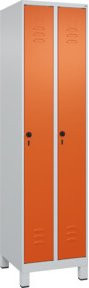 C+P Spind Classic PLUS Garderobenschrank mit 2 Abteilen, Grau/Orange, H x B x T: 195 x 50 x 50 cm - Bild 1