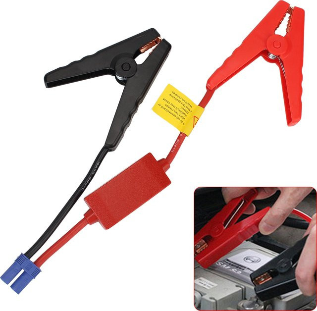 Starthilfe-Set mit EC5-Stecker und Krokodilklemmen für 12V PKW in Braun mit USB-C Anschluss - Bild 1