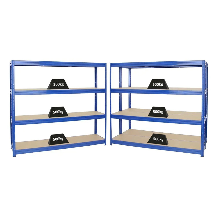 3er Set PROREGAL Schwerlastregal Dino, Blau, H x B x T: 180 x 200 x 45 cm, Fachlast 500 kg, mit verstellbaren MDF-Holzböden - Bild 2