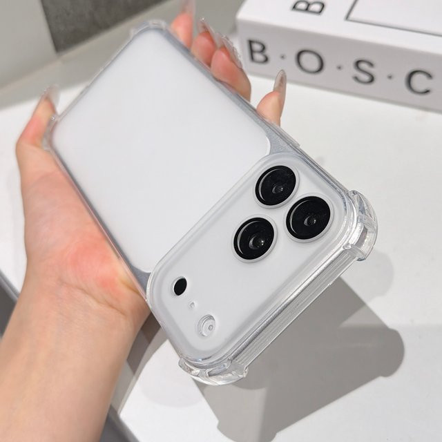 Silikonhülle mit Großfenster und Kameraobjektivglas für iPhone 17 16 15 14 13 12 Pro Max, matte Airbag-Schutzabdeckung in Schwarz oder Transparent - Bild 1