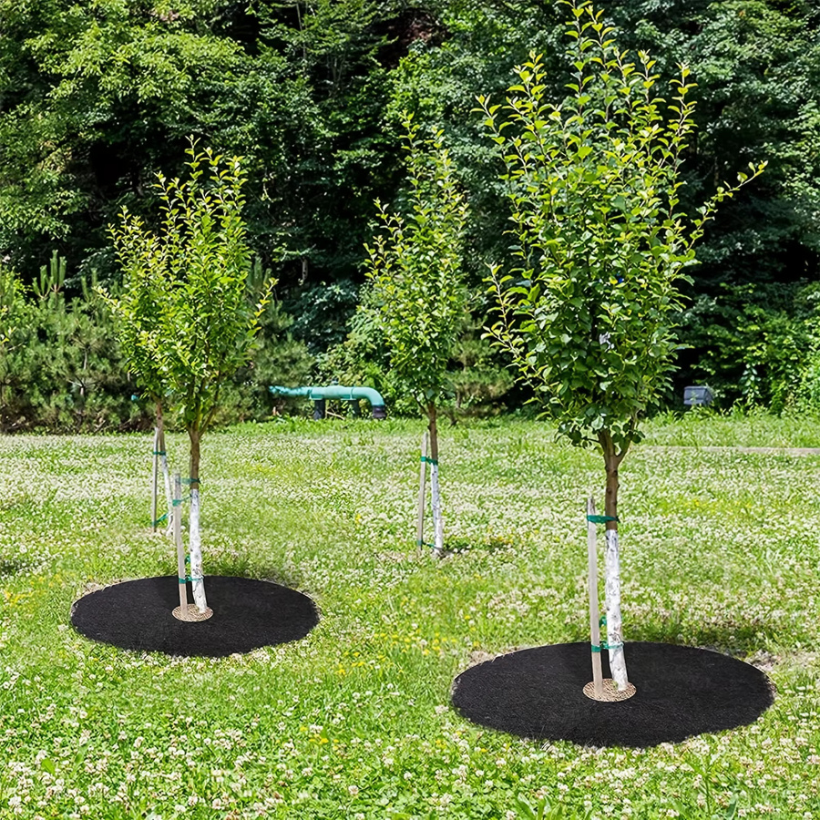 10 Stück Vlies-Baum-Mulch-Ring als verdickte Baumschutzmatte und Pflanzenabdeckung in Schwarz - Bild 5