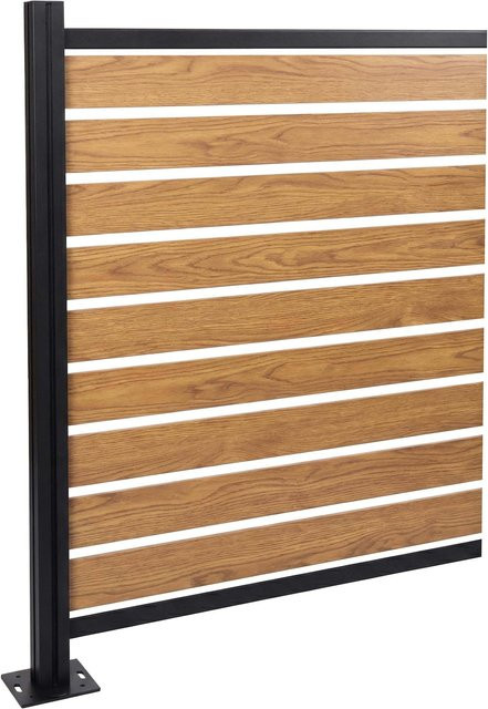 MCW Alu Mülltonnen-Zaun MCW-K57 Erweiterungselement für Mülltonnenverkleidung in Holzoptik, Farbe: hellbraun, H x B x T: 130 x 100 x 6 cm - Bild 1